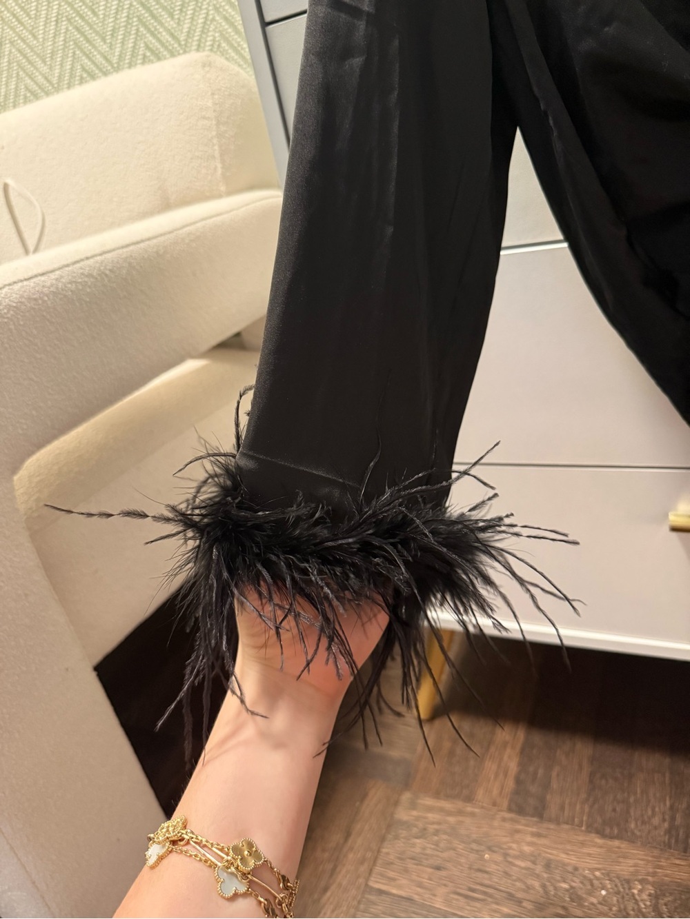 Black Silk & Feathers Blouse - Picture 2 of 6